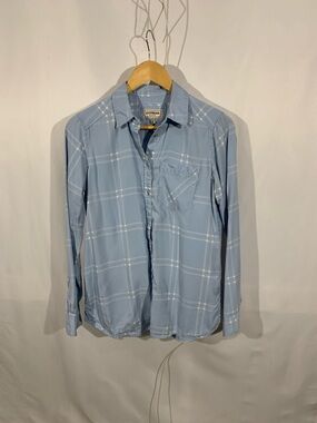 Express Men’s Light Blue Plaid Button-Down Shirt